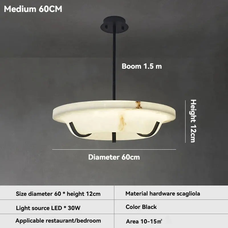 American Retro Alabaster Ring Chandelier