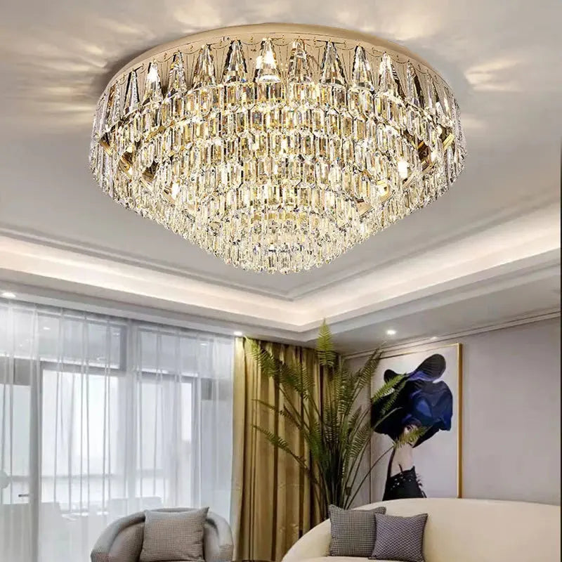 Rectangular Round Crystal Luxury Ceiling Lamp