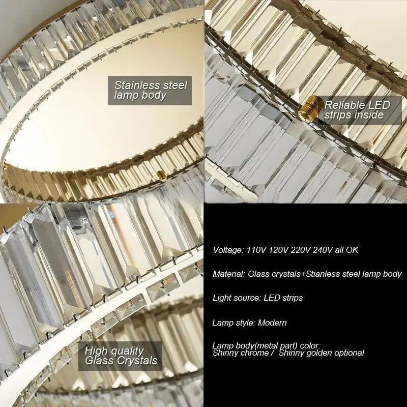 Round Crystal Led Ceiling Chandelier ChandeliersLife®