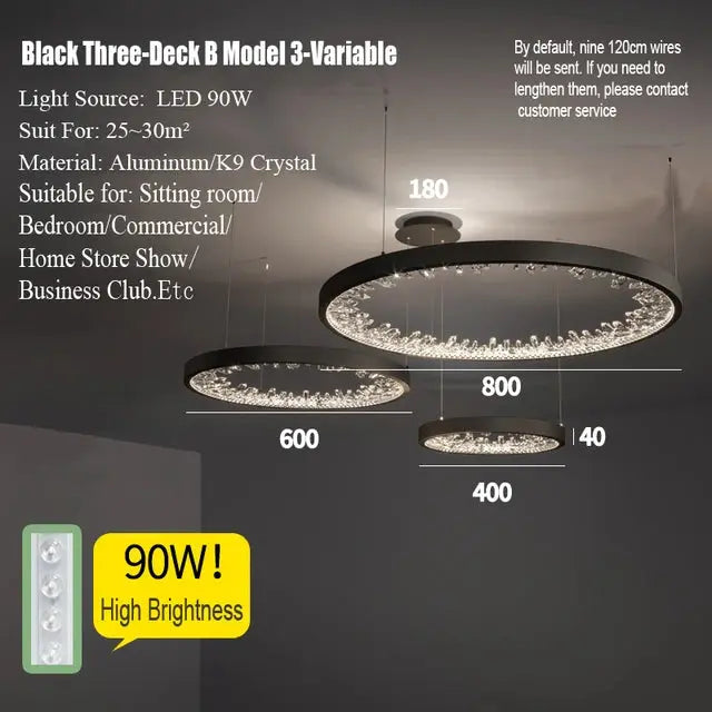 Modern Luxury Circular Black Chandelier ChandeliersLife®