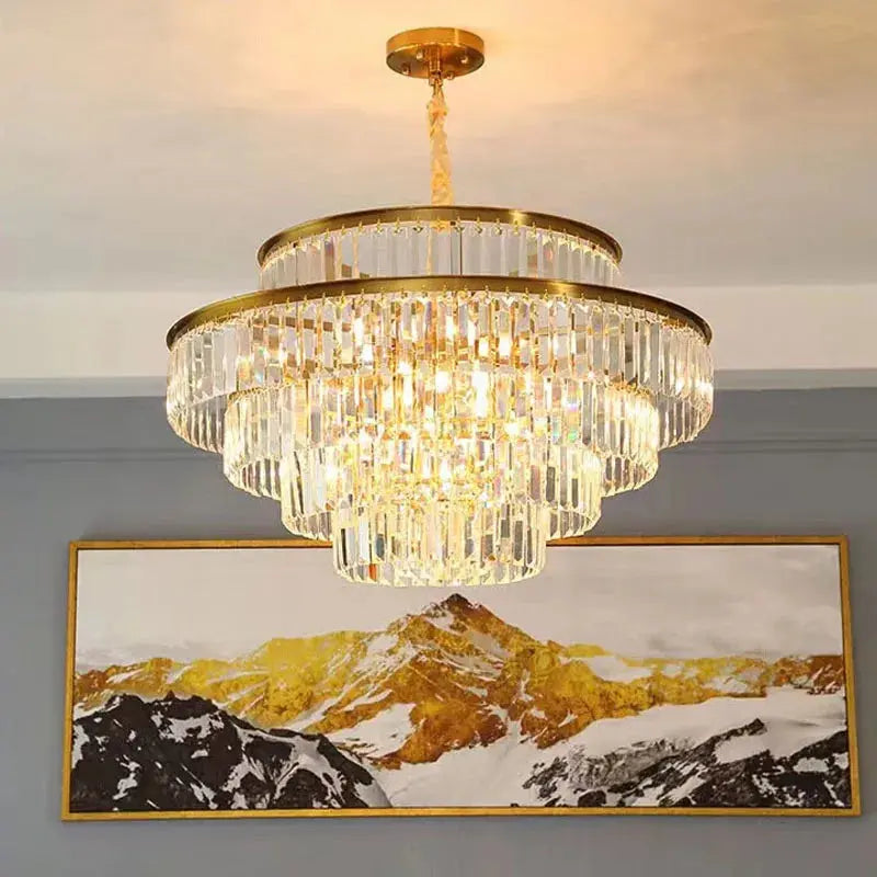 Modern Crystal Chandelier Simple Lustre Ceiling Lamp Living Room Chandelier Villa Bedroom Kitchen Island Decoration Round Lamp ChandeliersLife®