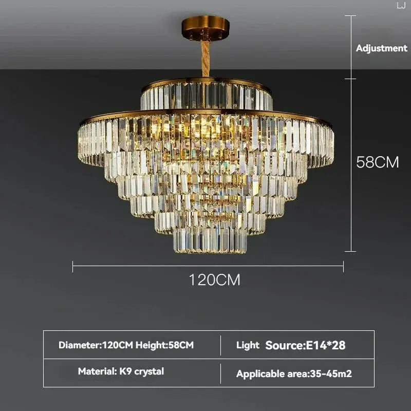 Modern Crystal Chandelier Simple Lustre Ceiling Lamp Living Room Chandelier Villa Bedroom Kitchen Island Decoration Round Lamp ChandeliersLife®
