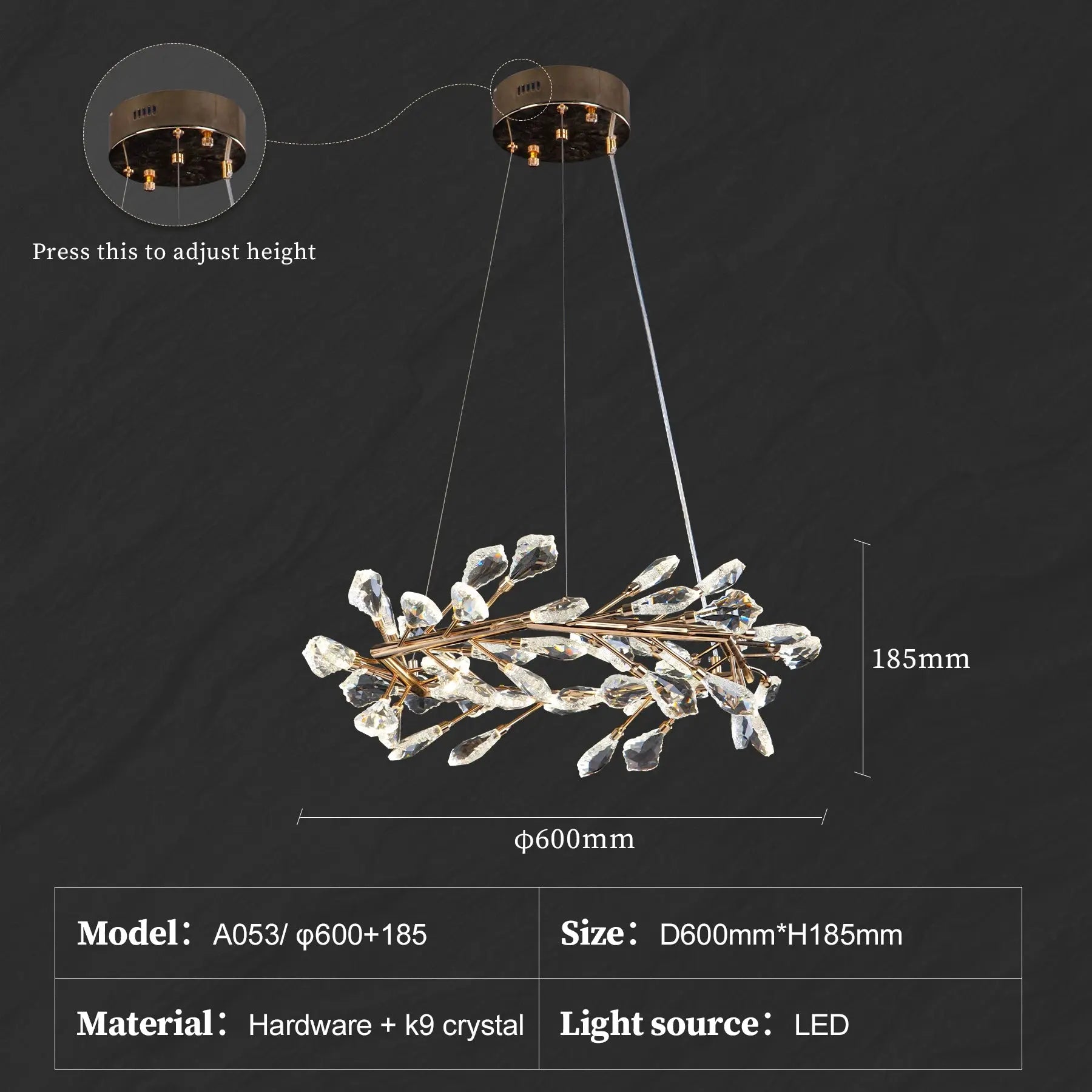 Round Luxury Crystal Ceiling Chandelier Gold For Bedroom Dining Living Room Kitchen K9 Crystal Ceiling Pendent Lamp Lights ChandeliersLife®