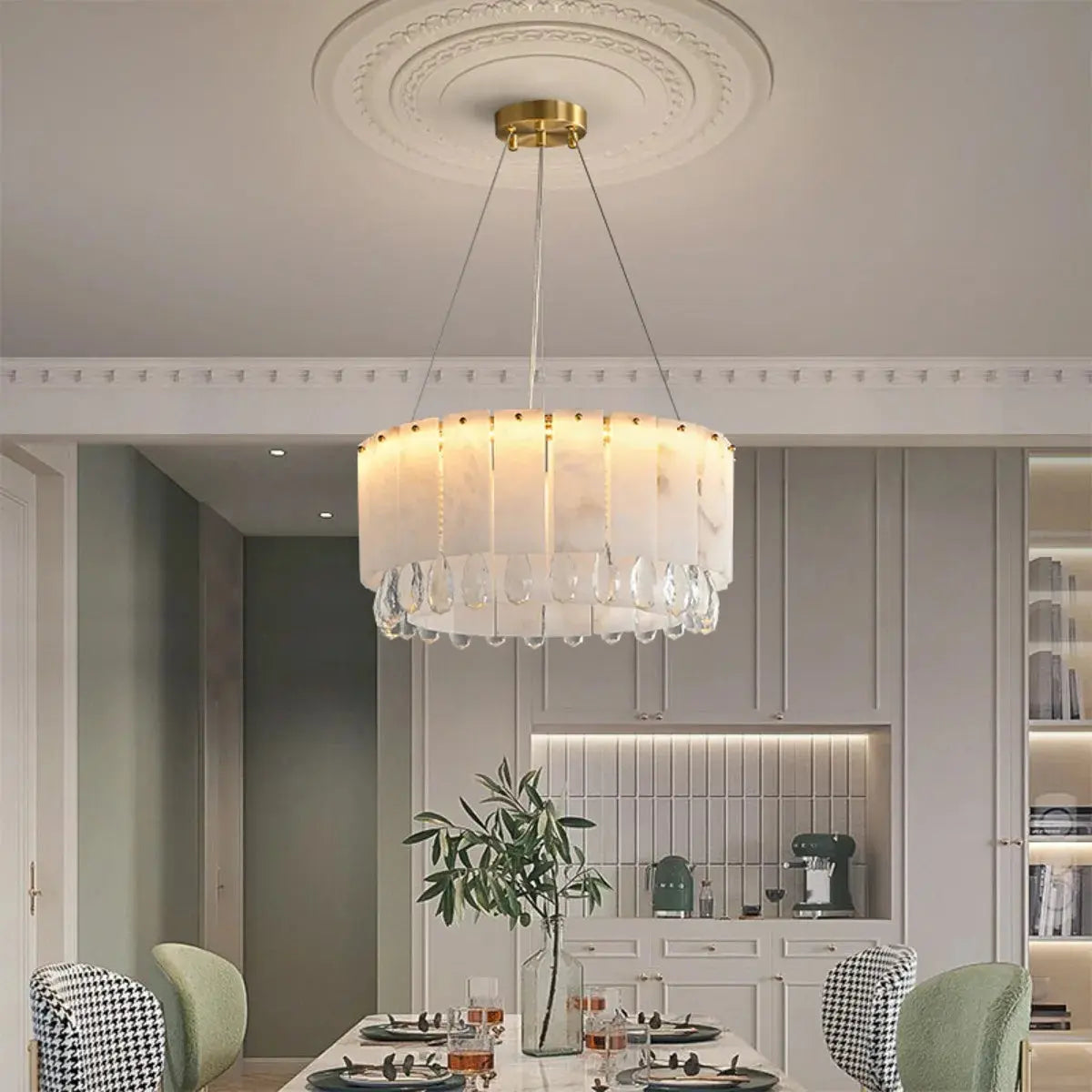 Villa Lobby Dining Living Room Alabaster Hanging Lamp - ChandeliersLife®