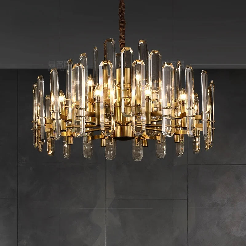 Aurelia polished copper and crystal chandelier with clear glass details — catalogue view 1