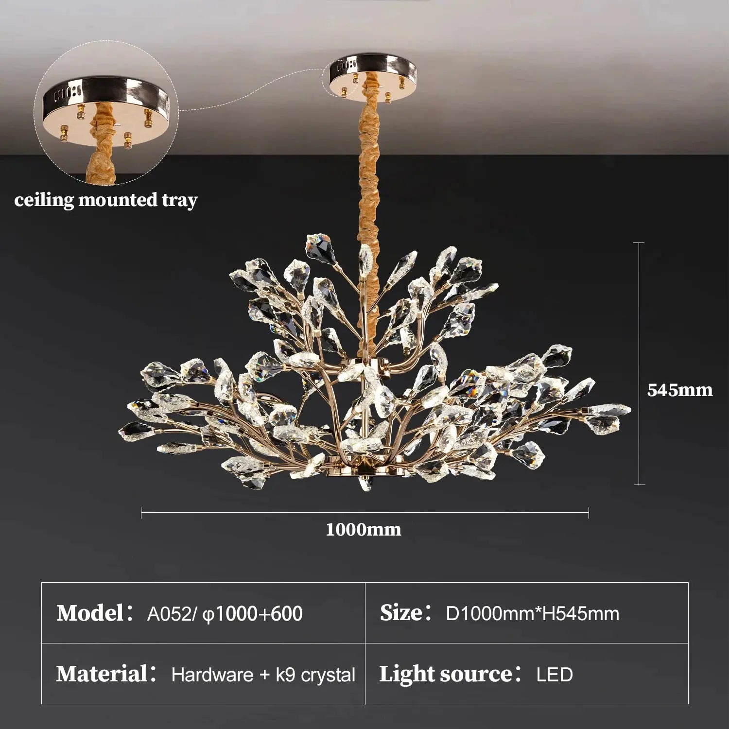 Round Luxury Crystal Ceiling Chandelier Gold For Bedroom Dining Living Room Kitchen K9 Crystal Ceiling Pendent Lamp Lights ChandeliersLife®