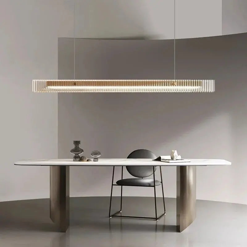 Minimalist Black Linear Chandelier Above Dining Table ChandeliersLife®