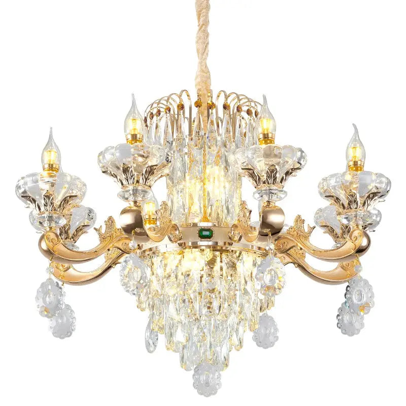 European Style Duplex Chandelier European Style Villa Living Room Candle Crystal Chandelier Hotel Lobby Chandelier In The Middle ChandeliersLife®