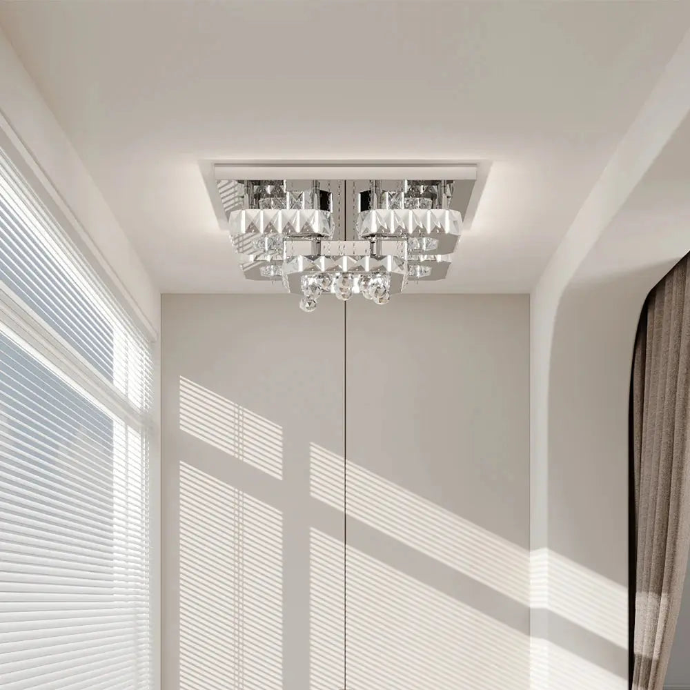 Voltsify Modern Fancy Crystal LED Flush Mount Ceiling Light Fixture for Living Room Bedroom ChandeliersLife®
