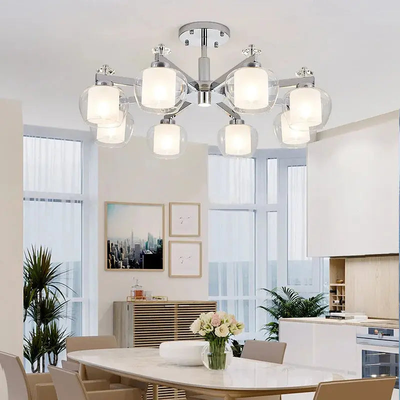 Modern Chrome Chandelier Lighting Ceiling Wrought Iron With LampShade Luxury For Living Room Bedroom 110v-220v Lamp ChandeliersLife®