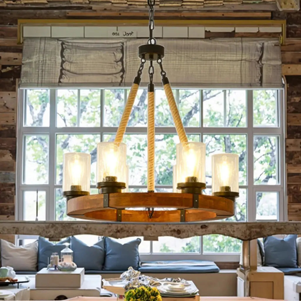 Country Farmhouse Wood Chandelier ChandeliersLife®