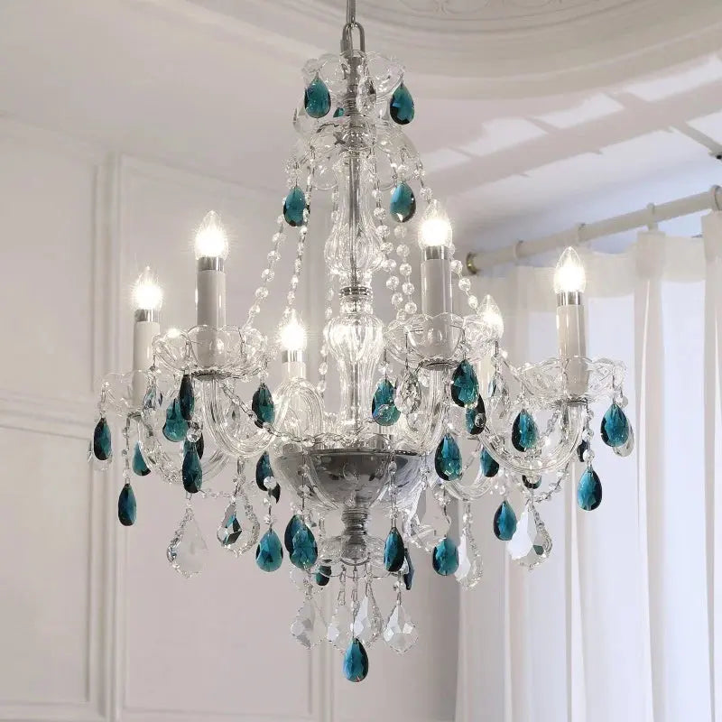 French Blue Crystal Chandelier