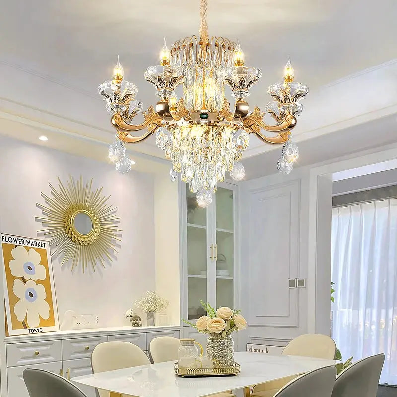 European Style Duplex Chandelier European Style Villa Living Room Candle Crystal Chandelier Hotel Lobby Chandelier In The Middle ChandeliersLife®