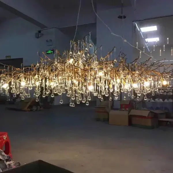 High-end LED Branch Crystal Copper Chandeliers Water Drops Luxury Ceiling Chandelier Lighting Decor Tree Luxury Pendant LAMP ChandeliersLife®