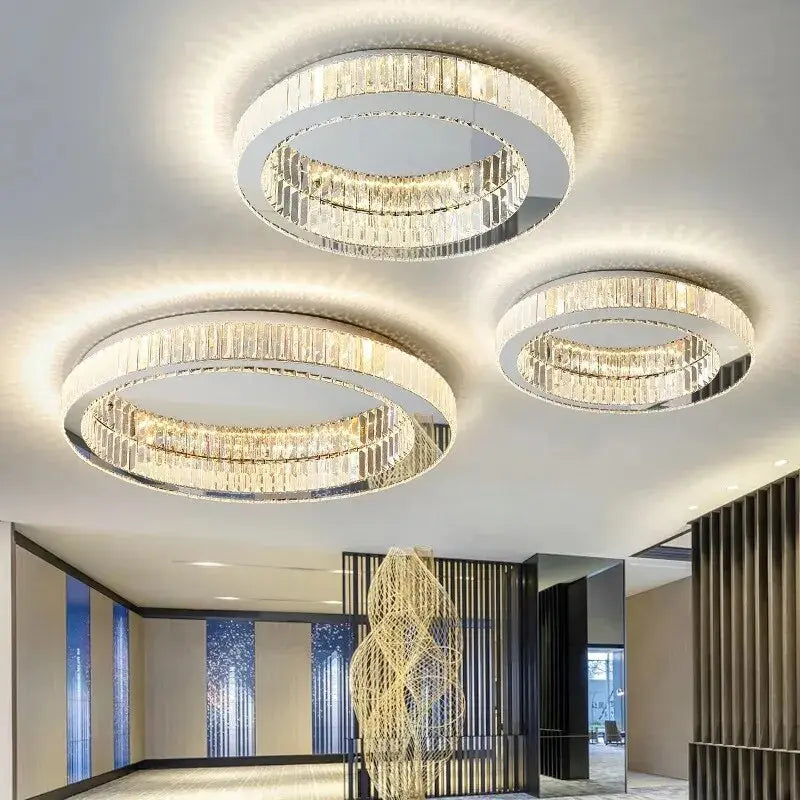 Round Crystal Led Ceiling Chandelier ChandeliersLife®