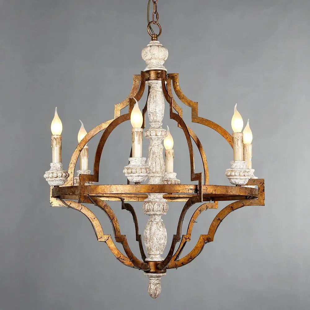 Golden Wood Vintage Chandelier ChandeliersLife®