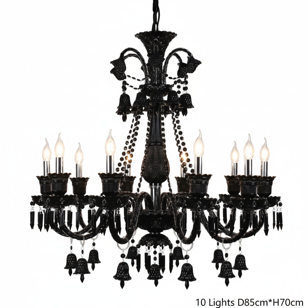 Black chandelier with multiple lights