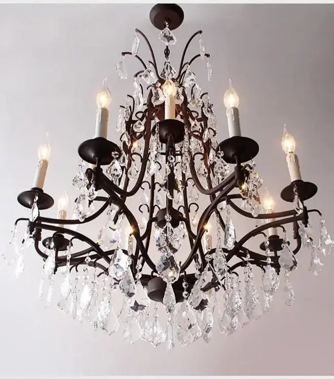 American country chandelier wrought iron retro living room dining room chandelier French stairwell villa crystal chandelier ChandeliersLife®