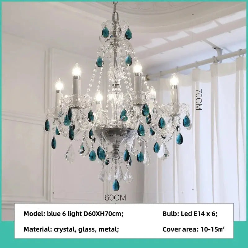 French Blue Crystal Chandelier