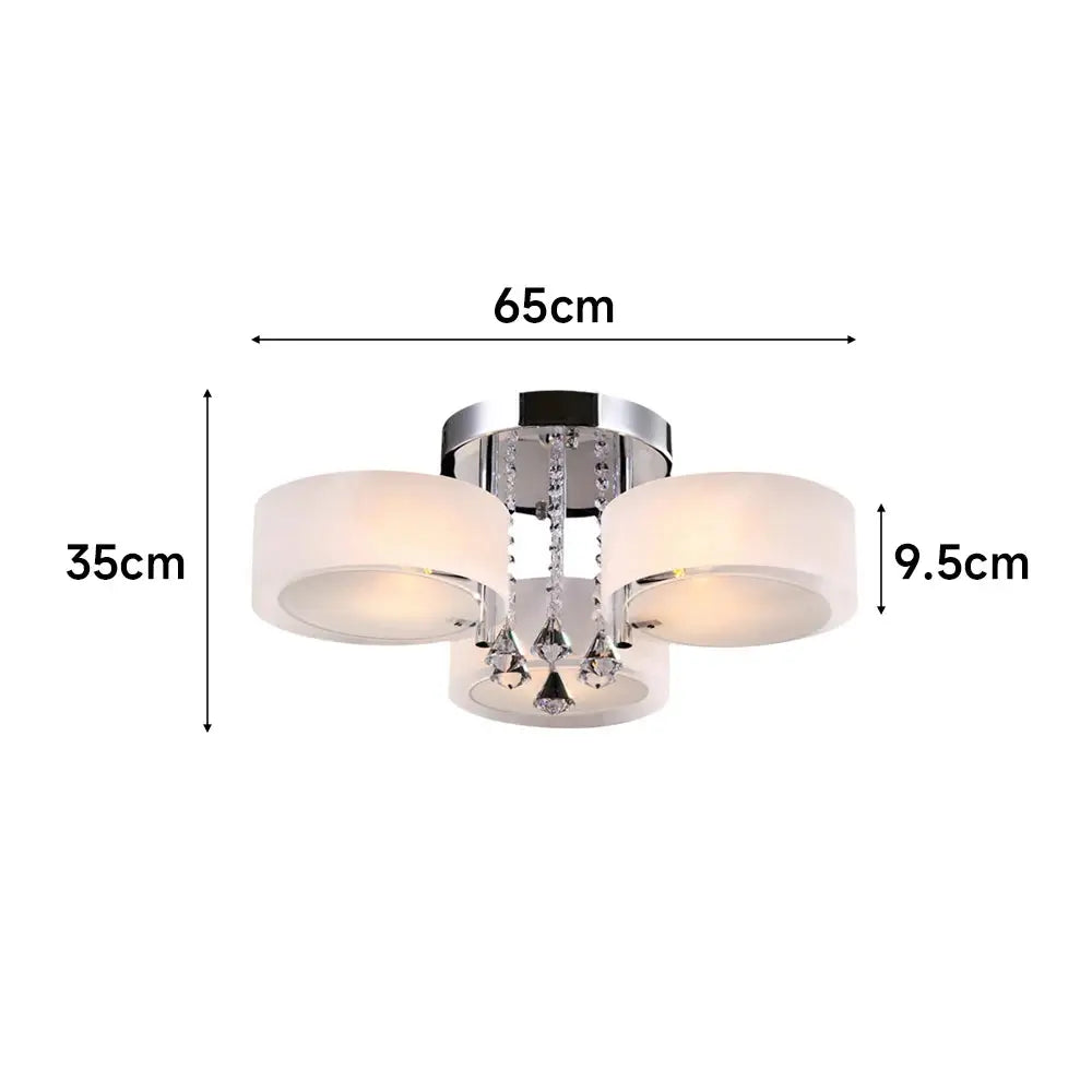 KOMORE Modern Round Acrylic LED Semi Flush Mount with Crystal Accent for Office, Living Room, Bedroom, Kitchen, Hallway, Porch ChandeliersLife®