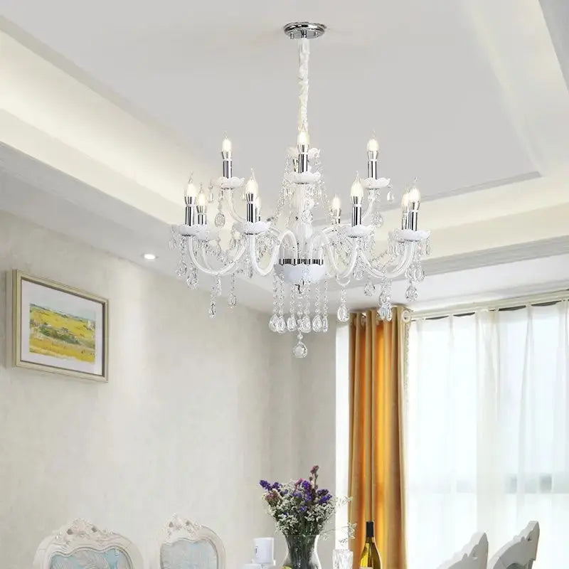 Luxurious Living Room Lighting White Crystal Chandelier ChandeliersLife®