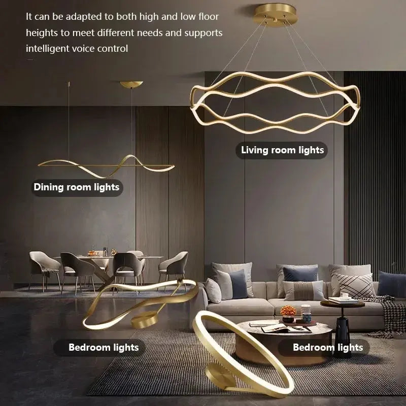 Modern LED Pendant Light For Bedroom Living Dining Room Chandelier Luxury Ring Hanging Lamp Home Decor Indoor Lighting Fixture ChandeliersLife®
