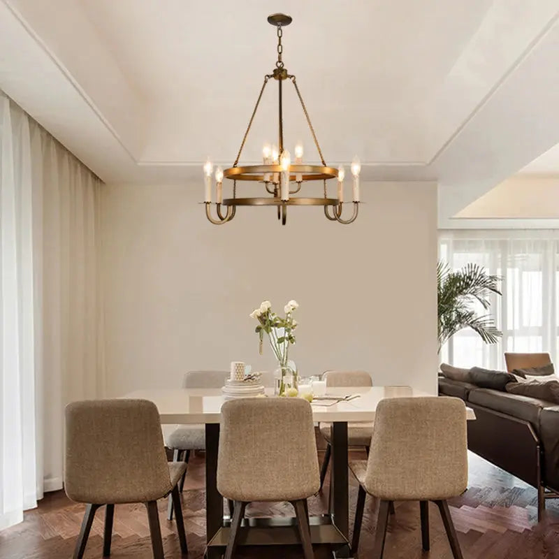 Designer Double-layer Candle Retro Bronze Pendant Light