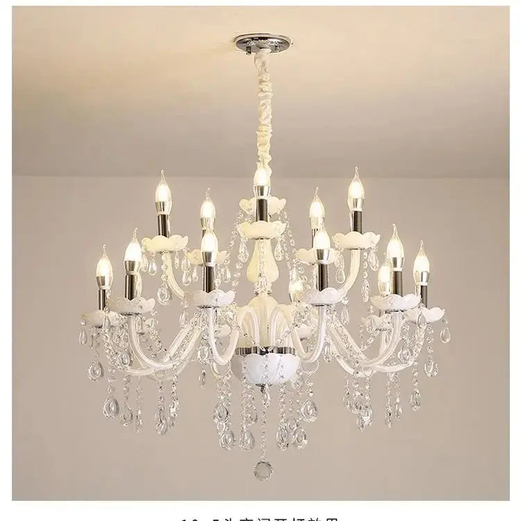 Luxurious Living Room Lighting White Crystal Chandelier ChandeliersLife®