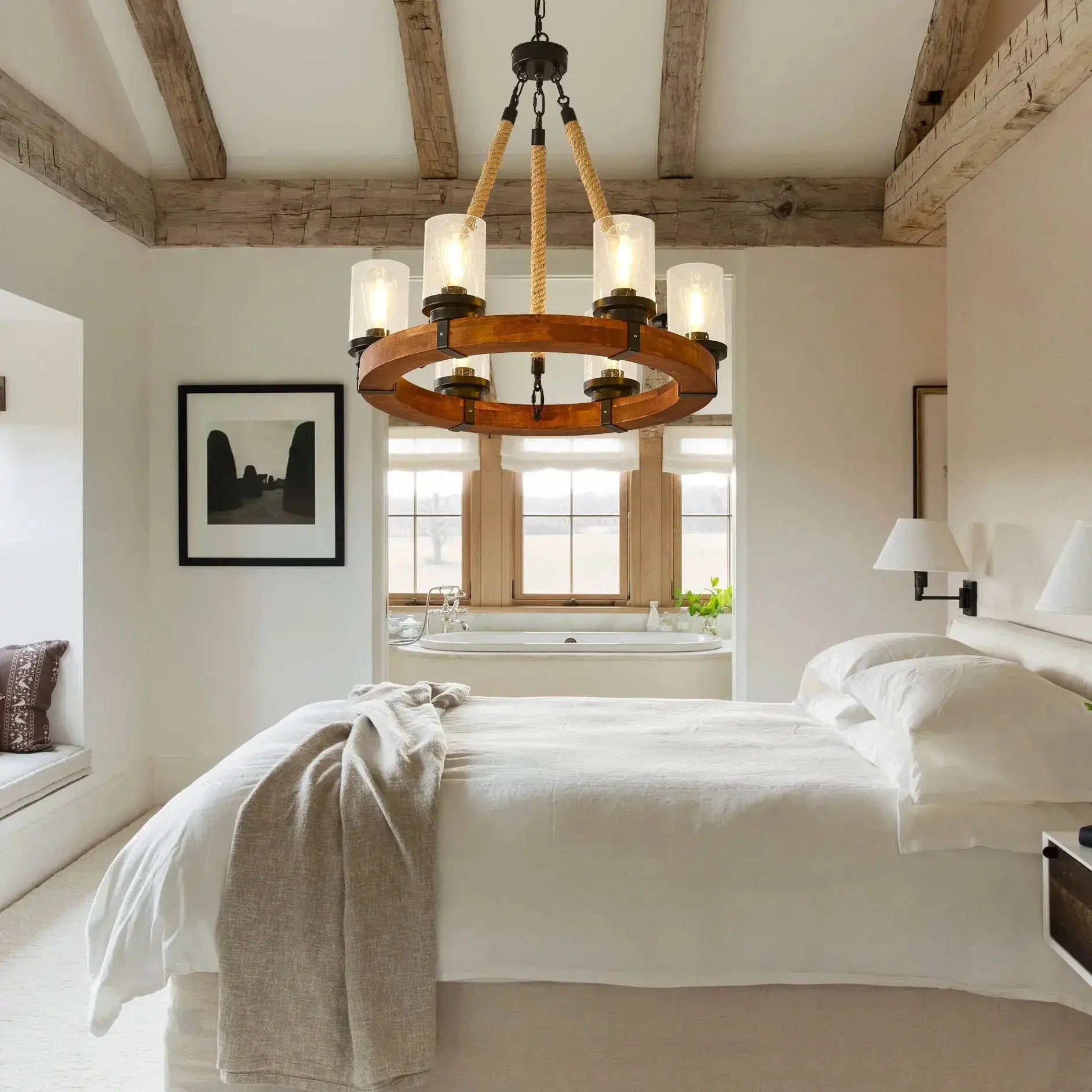 Country Farmhouse Wood Chandelier ChandeliersLife®