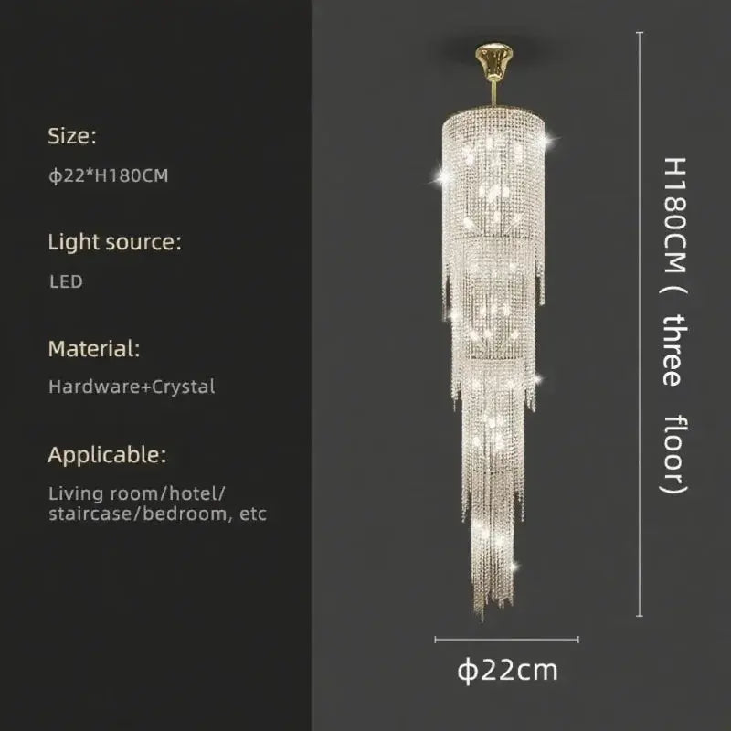 Luxury Crystal Chandelier for High Ceiling Rotate Staircase Villa Hotel Living Room High Pendant Light Indoor Lighting Fixture ChandeliersLife®