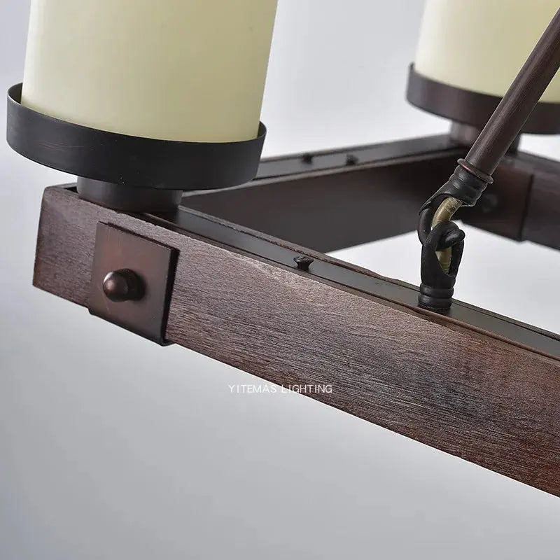 American Retro Chandelier Solid Wood Rectangular – Vintage Wooden Ceiling Light ChandeliersLife®