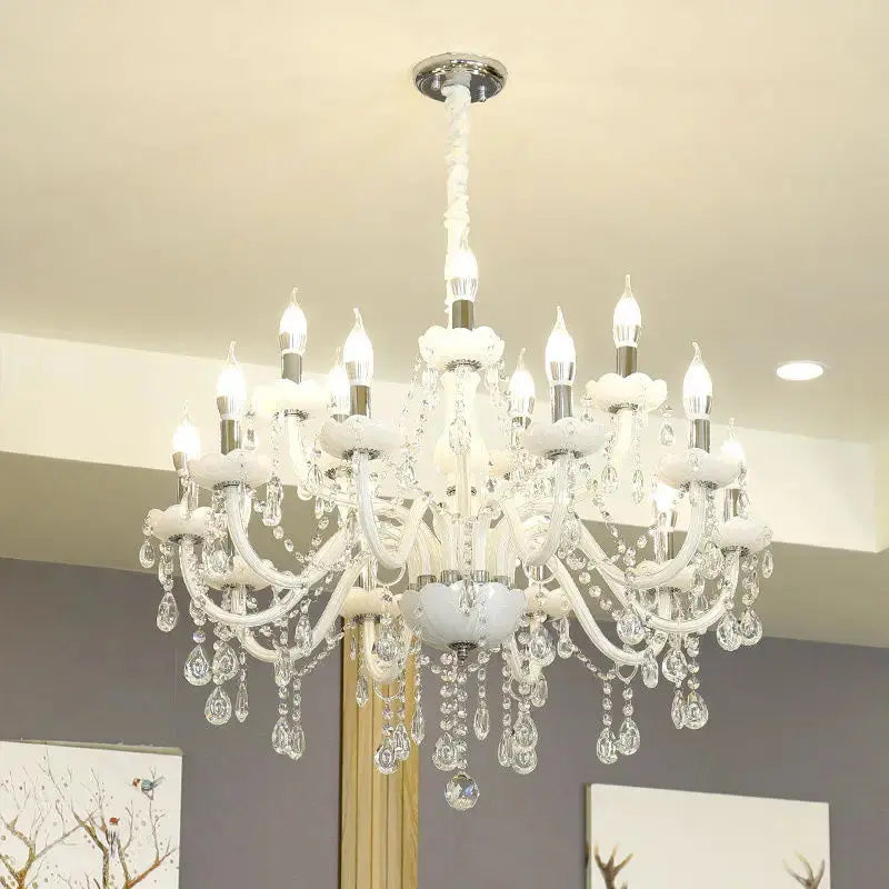 Luxurious Living Room Lighting White Crystal Chandelier ChandeliersLife®