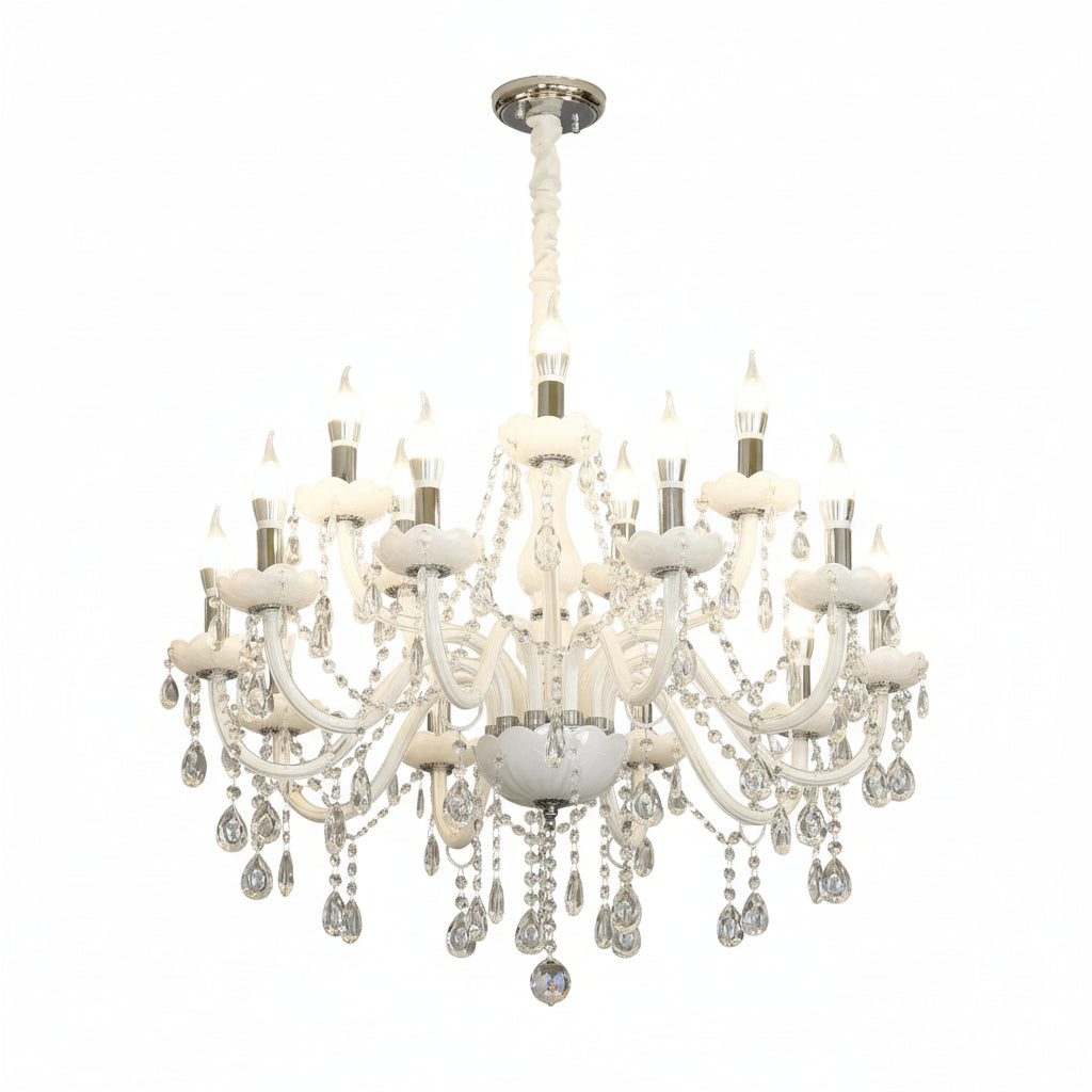 Luxurious Living Room Lighting White Crystal Chandelier ChandeliersLife®