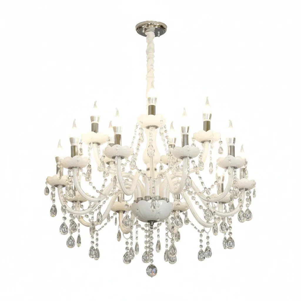 Luxurious Living Room Lighting White Crystal Chandelier ChandeliersLife®