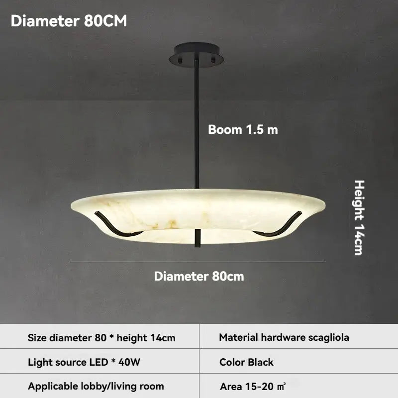 American Retro Alabaster Ring Chandelier