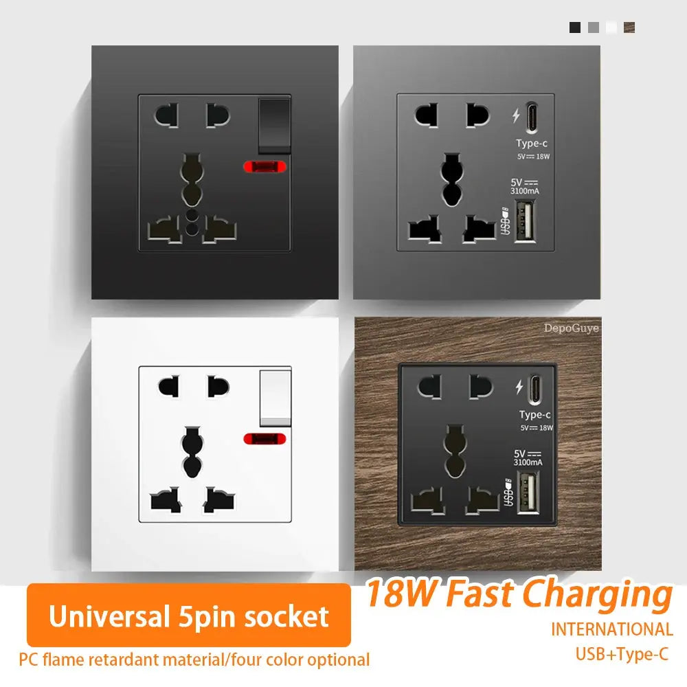 UK Wall Electrical Outlet with USB Charger