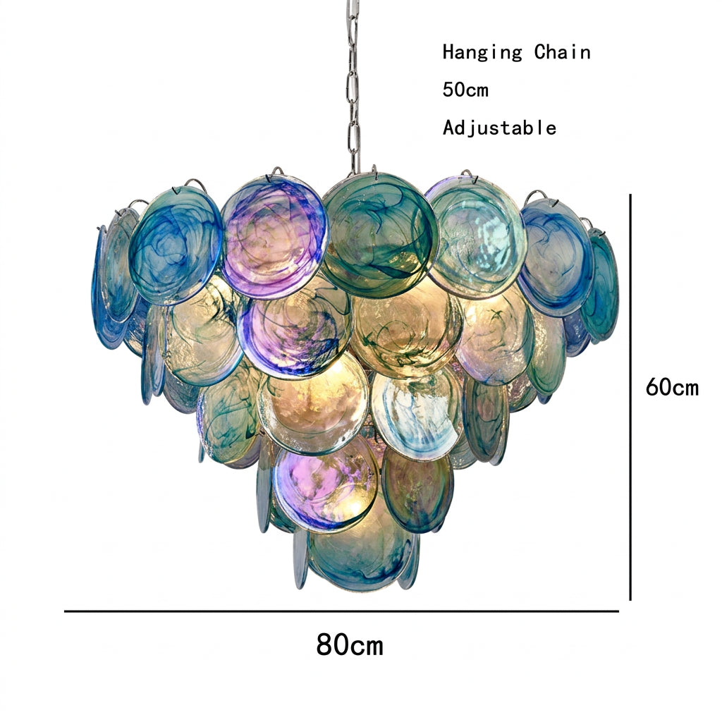 Azura Vintage Glass and Metal chandelier, product gallery image 12 of 13