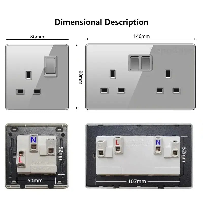 UK Gray Glass Doublel USB Electrical Outlet ChandeliersLife®