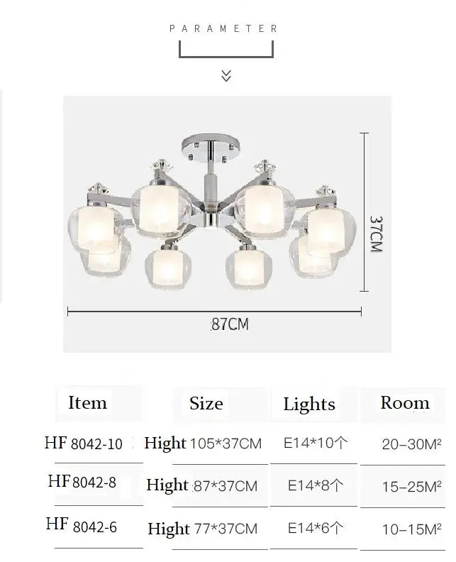 Modern Chrome Chandelier Lighting Ceiling Wrought Iron With LampShade Luxury For Living Room Bedroom 110v-220v Lamp ChandeliersLife®
