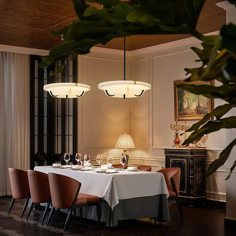 American Retro Alabaster Ring Chandelier