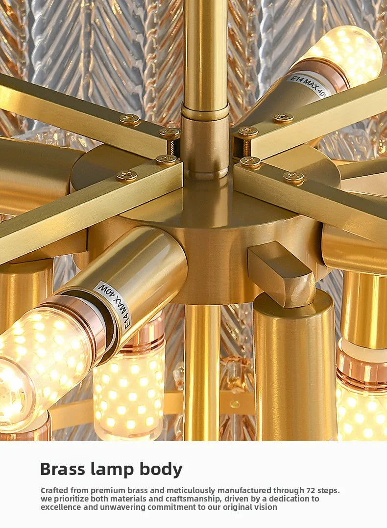 Aurelio polished copper and glass chandelier – additional product view