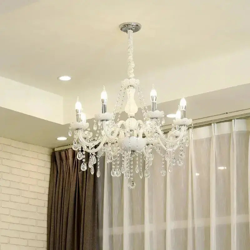 Luxurious Living Room Lighting White Crystal Chandelier ChandeliersLife®