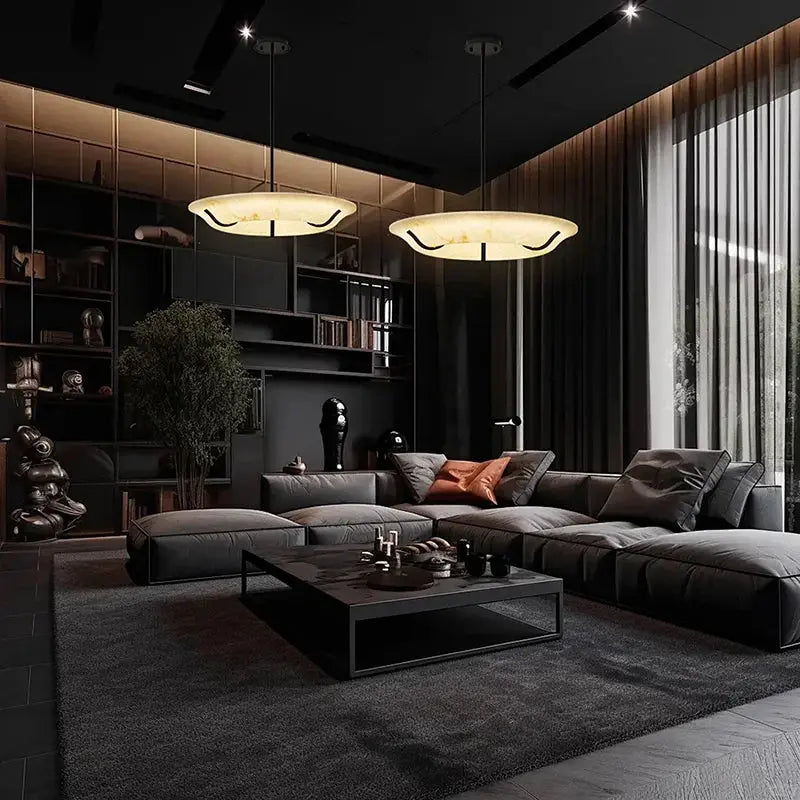 American Retro Alabaster Ring Chandelier