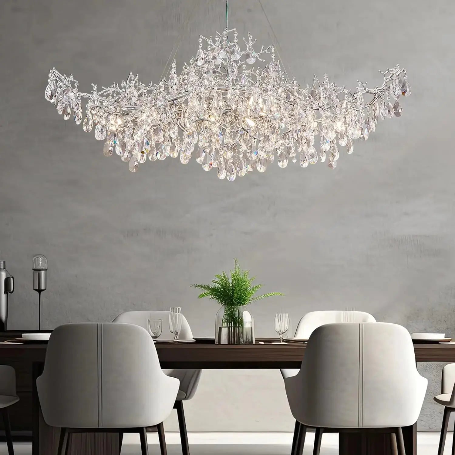 Luxury Modern Crystal Pendant Chandelier Hanging Living Room Lamp Dining Table Silver Branch Rectangular Chandeliers for Kitchen ChandeliersLife®