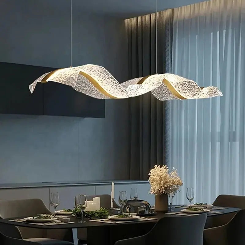 Modern Minimal LED Chandelier Wave Design