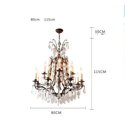 American country chandelier wrought iron retro living room dining room chandelier French stairwell villa crystal chandelier ChandeliersLife®