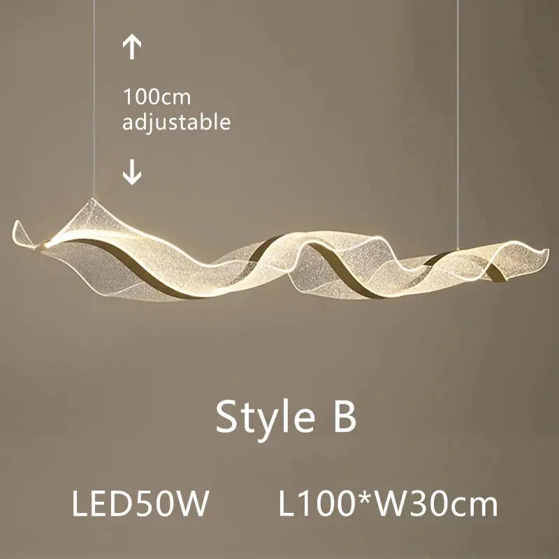 Modern Minimal LED Chandelier Wave Design