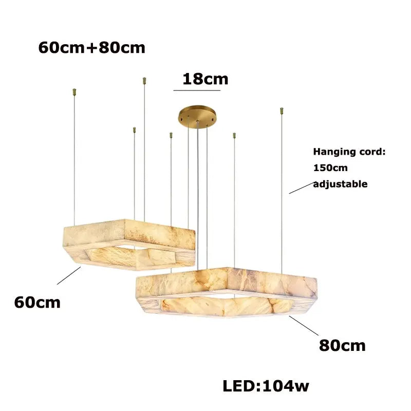 Hexagonal Alabaster Round Chandelier