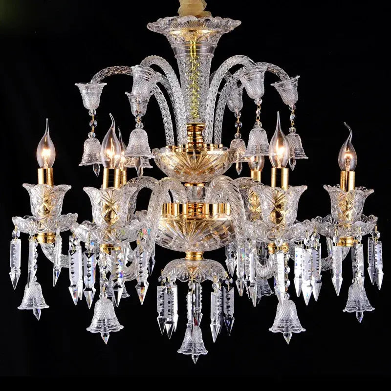 Europe Golden Clear Candle Crystal Chandelier Dining  Pendent Lamp Clear Villa Hotel Bedroom Living Room Glass Decora Droplight ChandeliersLife®