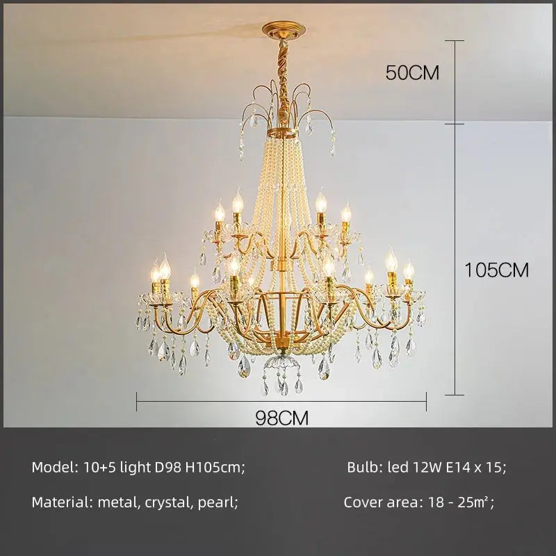 French Design Pearl Crystal Chandelier